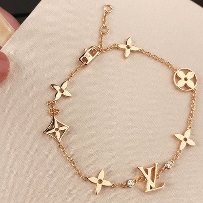 [Gaonasi]STAR AND SUN 7 MOTIFS GOLD BRACELET