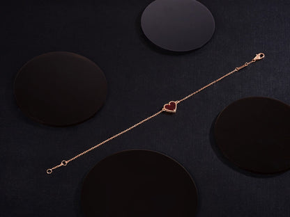 [Gaonasi]HEART CARNELIAN PINK GOLD BRACELET