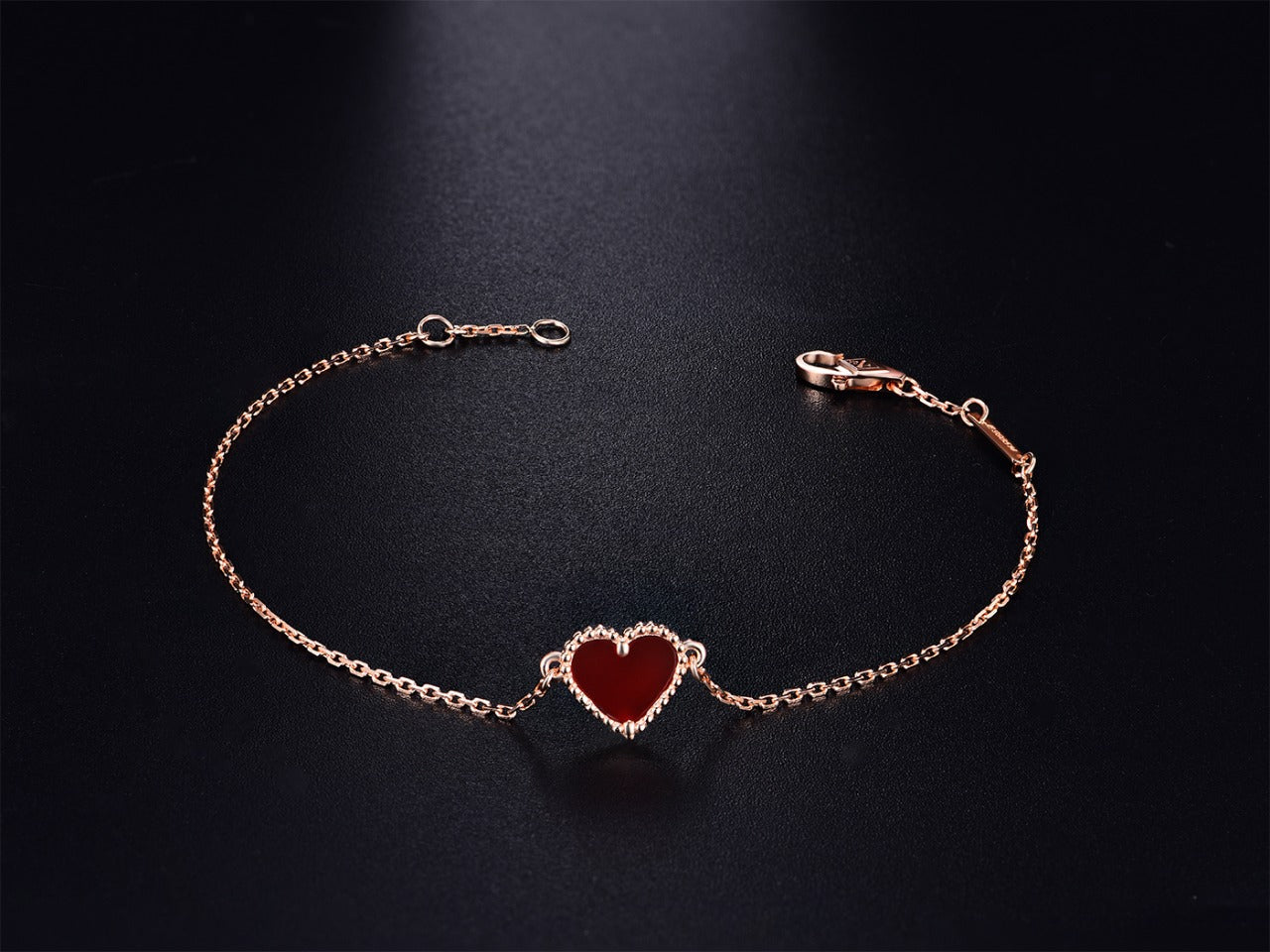 [Gaonasi]HEART CARNELIAN PINK GOLD BRACELET
