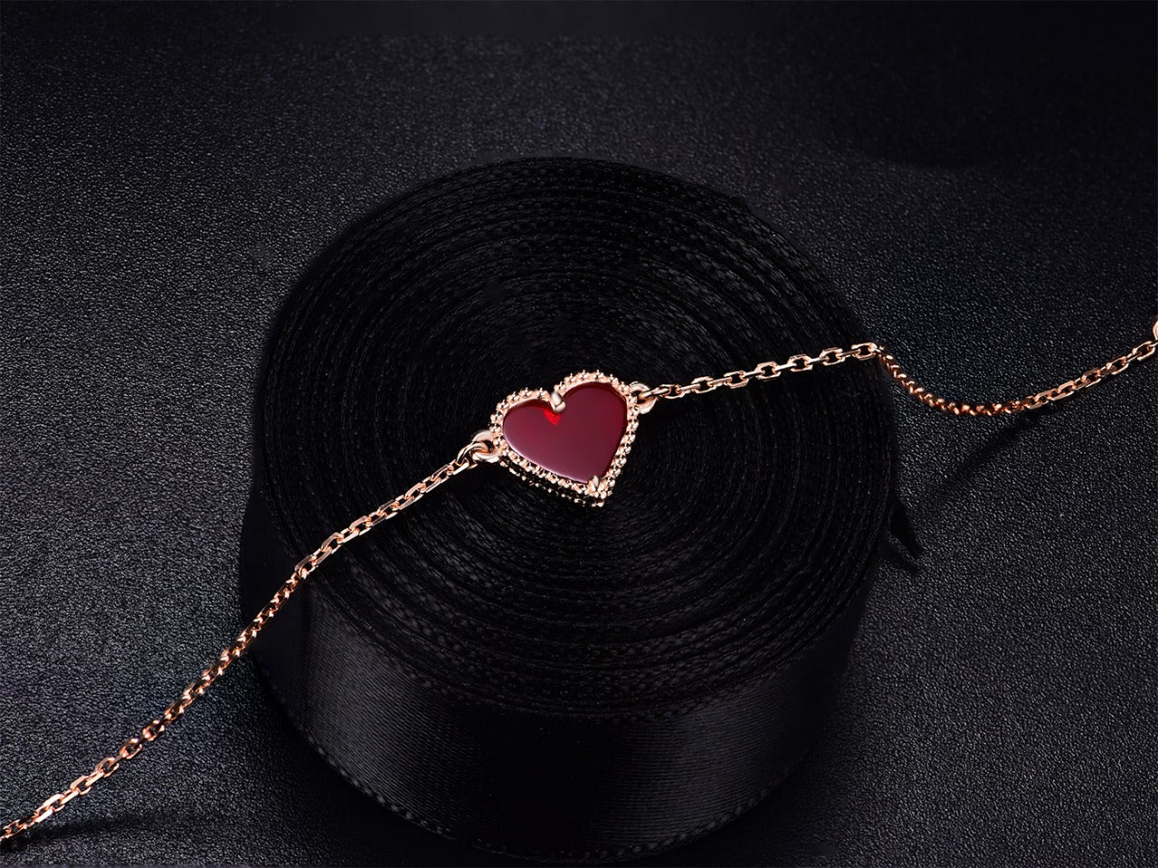 [Gaonasi]HEART CARNELIAN PINK GOLD BRACELET