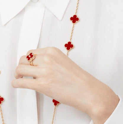 [Gaonasi]CLOVER CARNELIAN RING ROSE GOLD DIAMOND