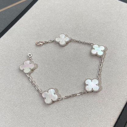 [Gaonasi]CLOVER WHITE PEARL MOP 5 MOTIF BRACELET COLLECTION