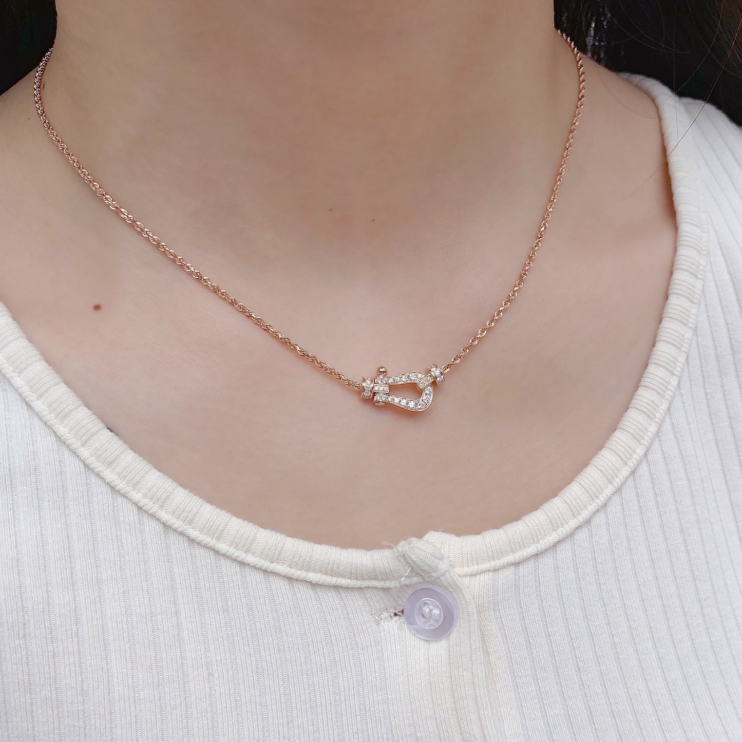 [Gaonasi]FORCE 10 PINK GOLD DIAMOND NECKLACE