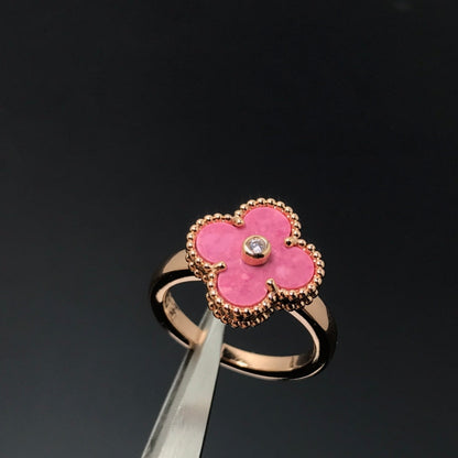 [Gaonasi]CLOVER RHODONITE ROSE GOLD RING