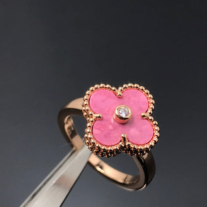 [Gaonasi]CLOVER RHODONITE ROSE GOLD RING