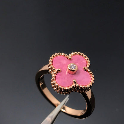 [Gaonasi]CLOVER RHODONITE ROSE GOLD RING