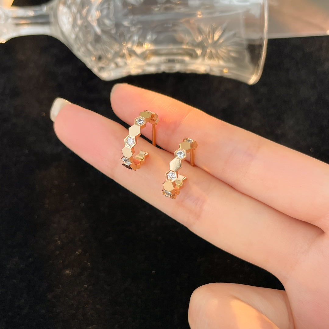 [Gaonasi]BEE LOVE DIAMOND HOOP EARRINGS