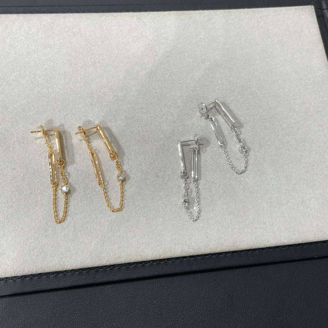[Gaonasi]CHAINE CHAOS DIAMOND DROP EARRINGS