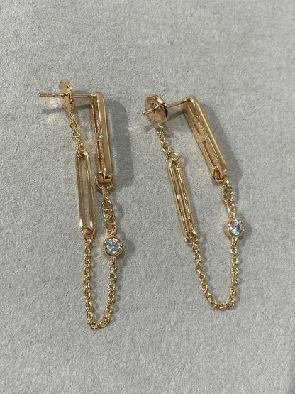 [Gaonasi]CHAINE CHAOS DIAMOND DROP EARRINGS