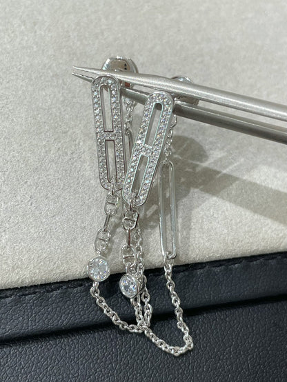 [Gaonasi]CHAINE CHAOS DIAMOND DROP EARRINGS