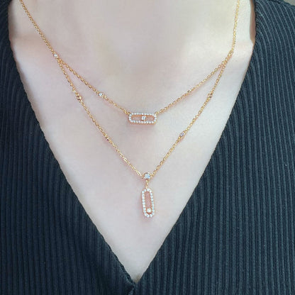 [Cadisa]MOVE 2 ROW DIAMOND NECKLACE