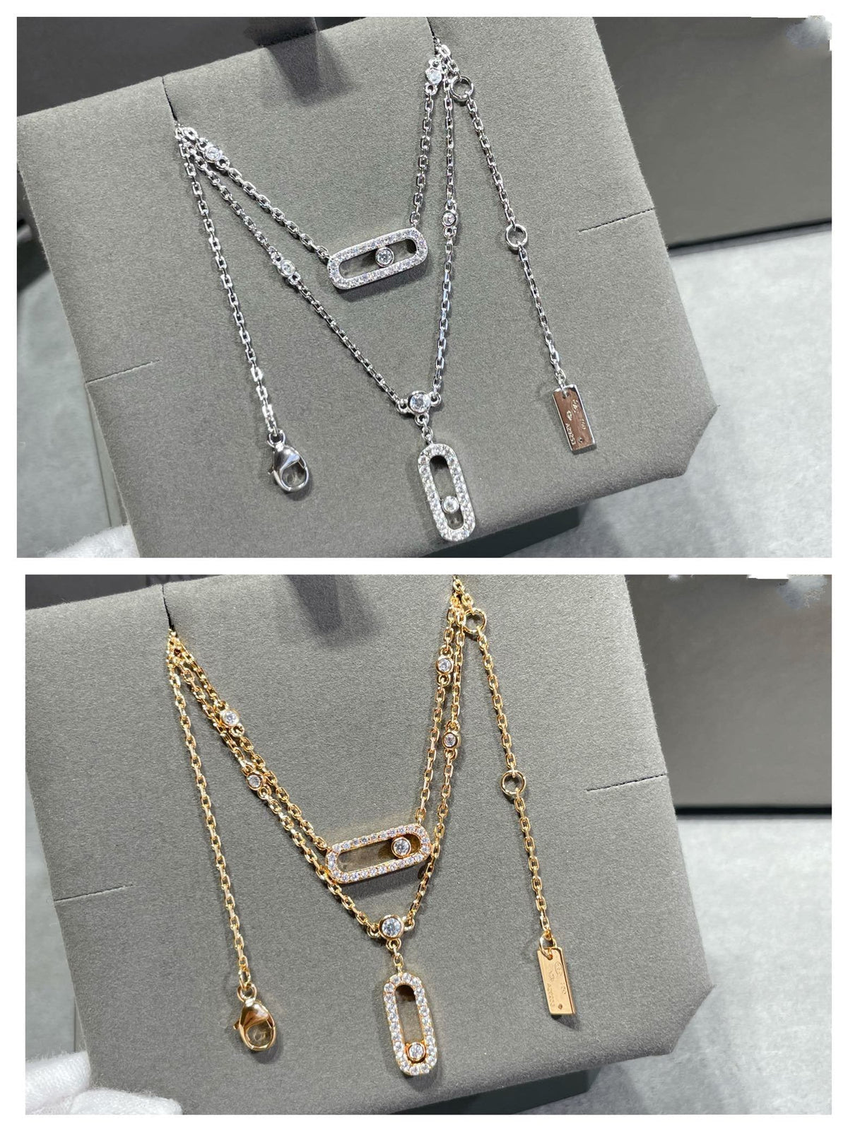 [Cadisa]MOVE 2 ROW DIAMOND NECKLACE