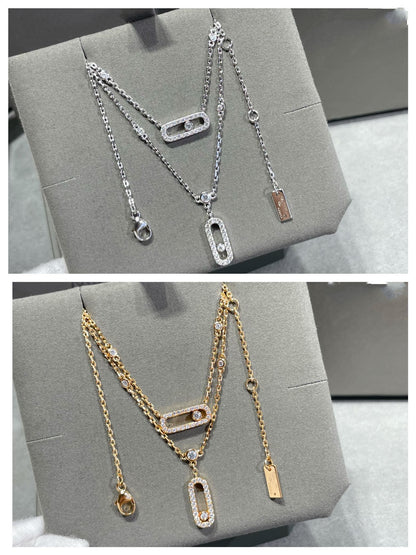 [Cadisa]MOVE 2 ROW DIAMOND NECKLACE
