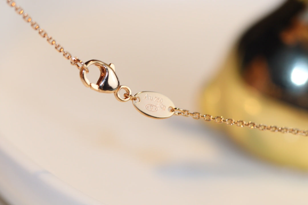 [Gaonasi]JEUX MALACHITE 1 DIAMOND PINK GOLD NECKLACE