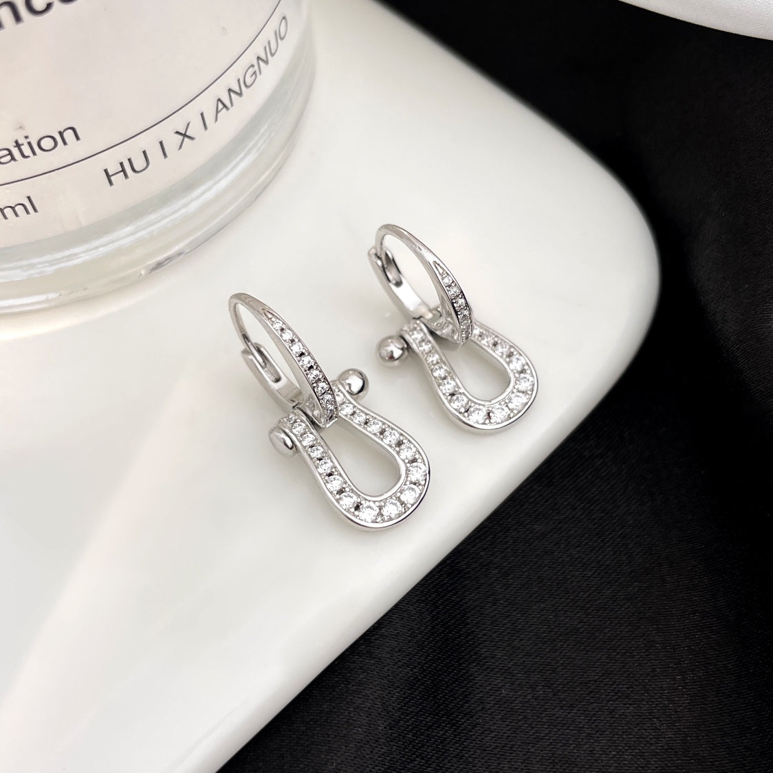 [Gaonasi]FORCE 10 FULL DIAMOND DROP EARRINGS MEDIUM MODEL