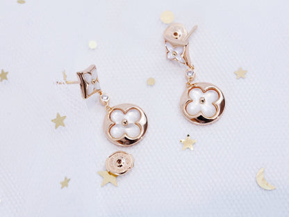 [Gaonasi]STAR AND SUN PINK GOLD MOP DROP EARRINGS