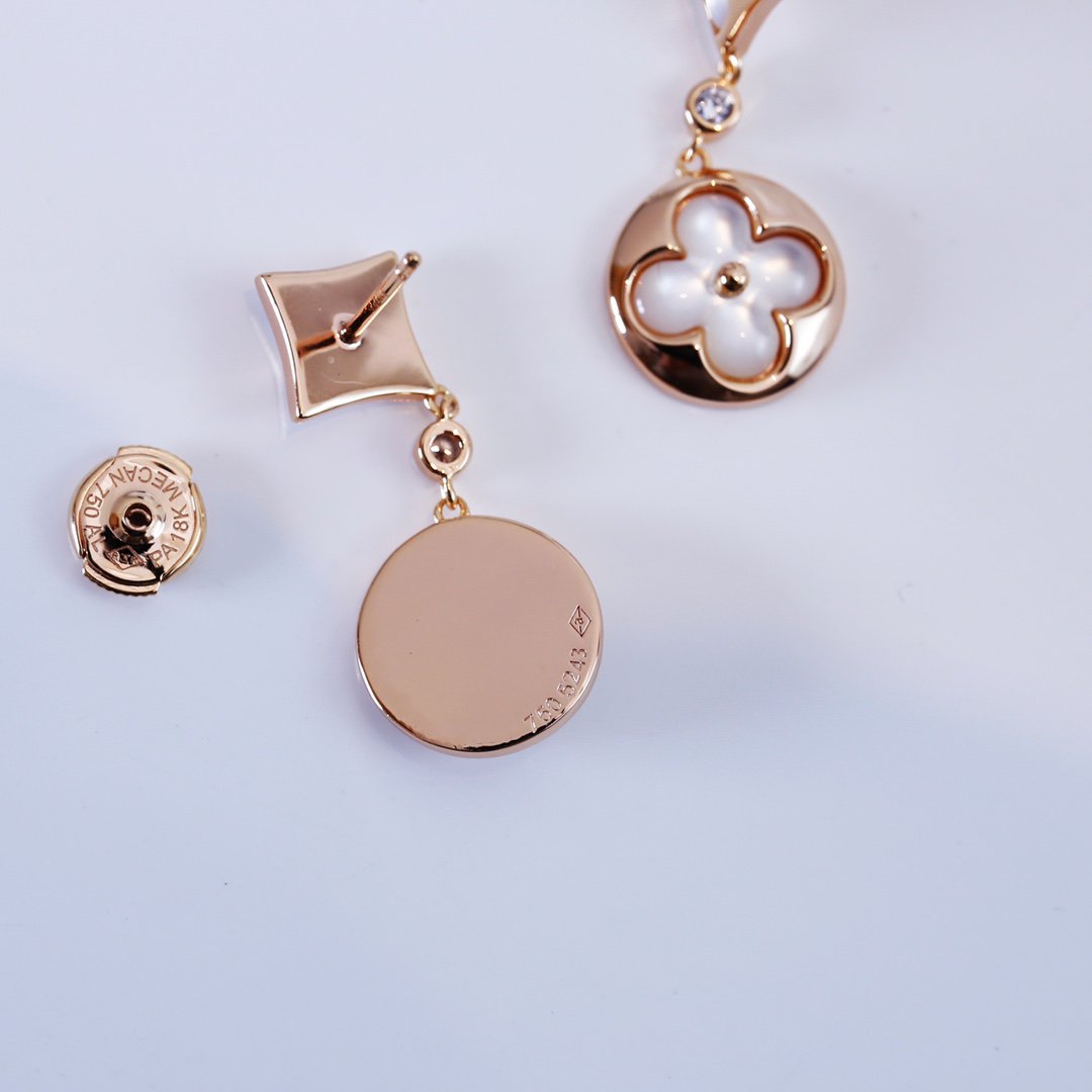 [Gaonasi]STAR AND SUN PINK GOLD MOP DROP EARRINGS