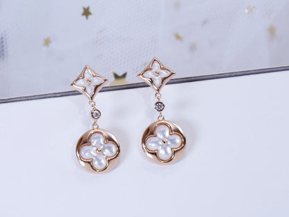 [Gaonasi]STAR AND SUN PINK GOLD MOP DROP EARRINGS