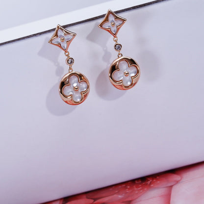 [Gaonasi]STAR AND SUN PINK GOLD MOP DROP EARRINGS
