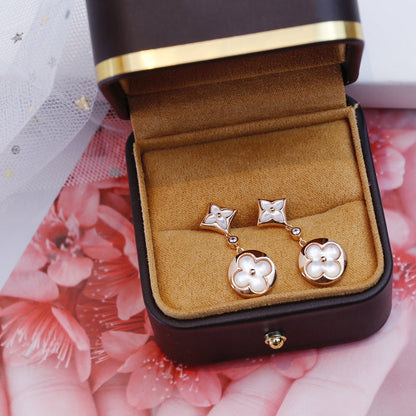 [Gaonasi]STAR AND SUN PINK GOLD MOP DROP EARRINGS