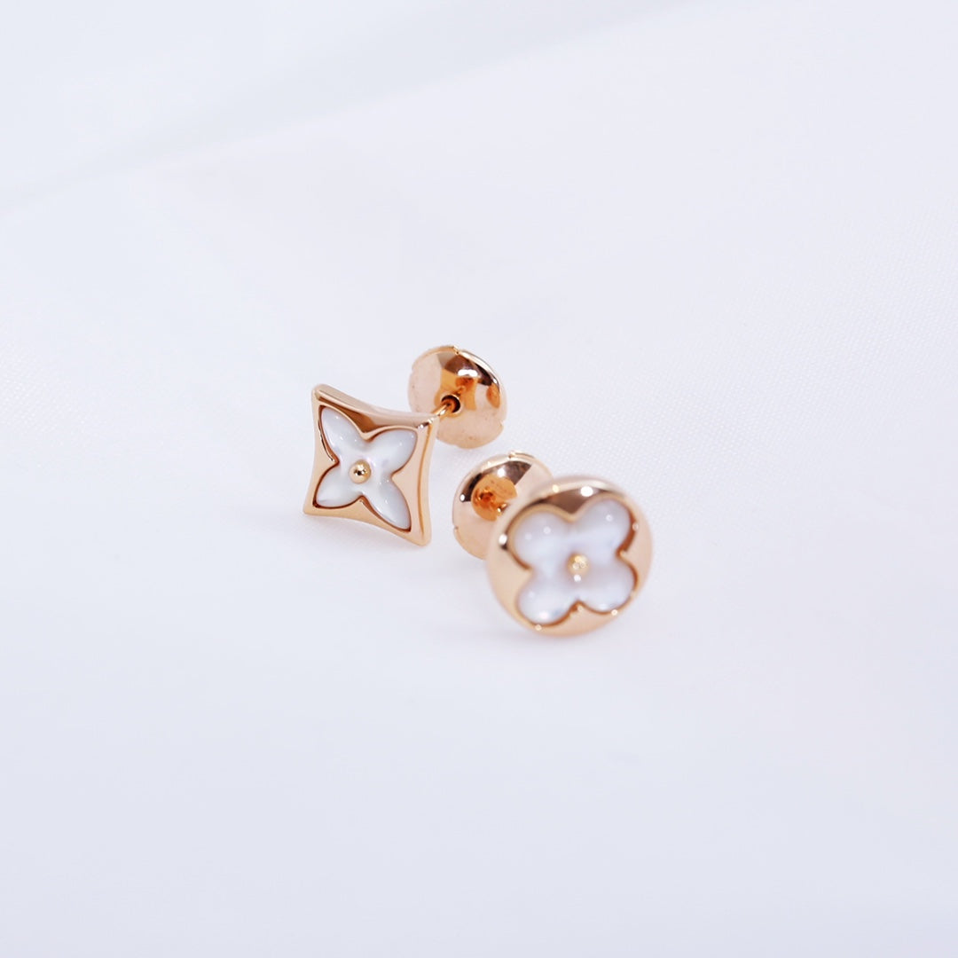 [Gaonasi]STAR AND SUN PINK GOLD MOP STUD EARRINGS