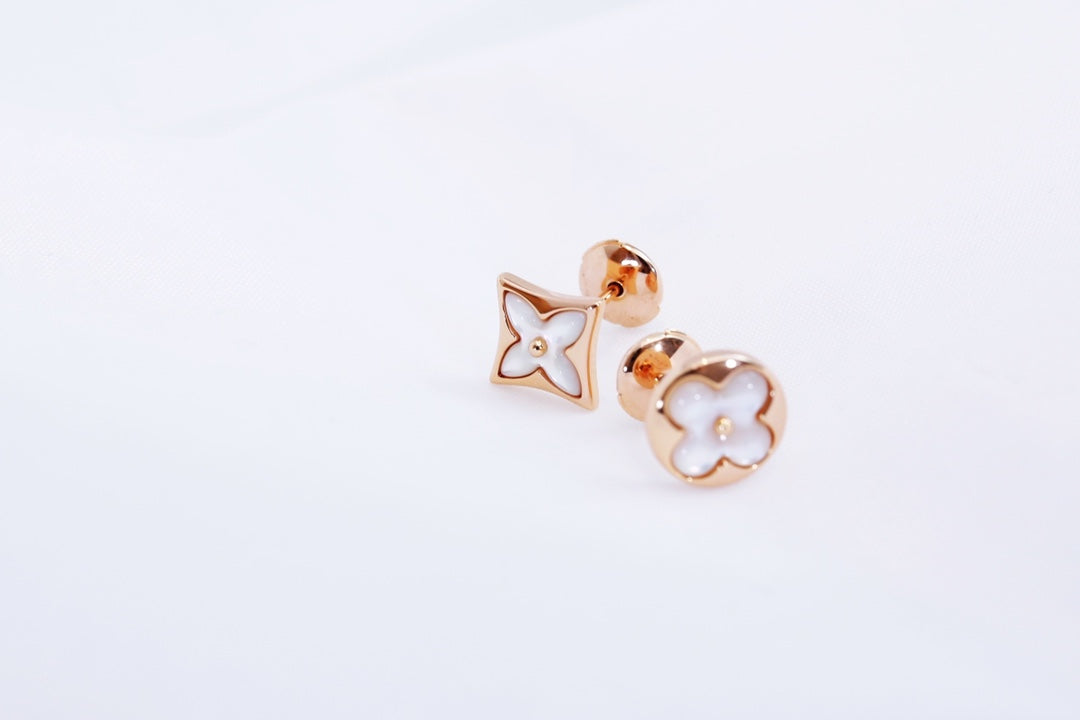 [Gaonasi]STAR AND SUN PINK GOLD MOP STUD EARRINGS