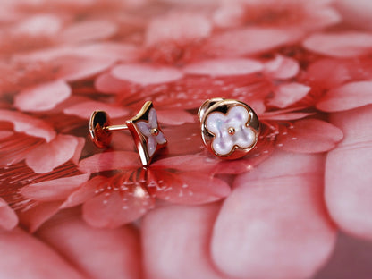 [Gaonasi]STAR AND SUN PINK GOLD MOP STUD EARRINGS