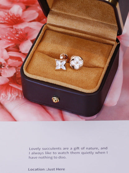[Gaonasi]STAR AND SUN PINK GOLD MOP STUD EARRINGS