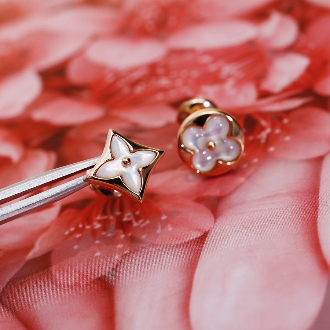 [Gaonasi]STAR AND SUN PINK GOLD MOP STUD EARRINGS