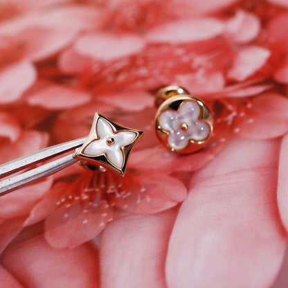 [Gaonasi]STAR AND SUN PINK GOLD MOP STUD EARRINGS