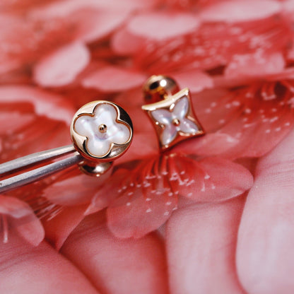 [Gaonasi]STAR AND SUN PINK GOLD MOP STUD EARRINGS