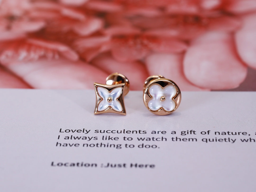 [Gaonasi]STAR AND SUN PINK GOLD MOP STUD EARRINGS