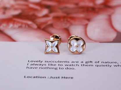 [Gaonasi]STAR AND SUN PINK GOLD MOP STUD EARRINGS