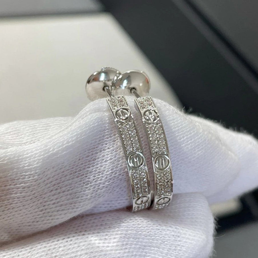 [Gaonasi Jewelry]LOVE EARRINGS 3.6MM DIAMOND PAVED