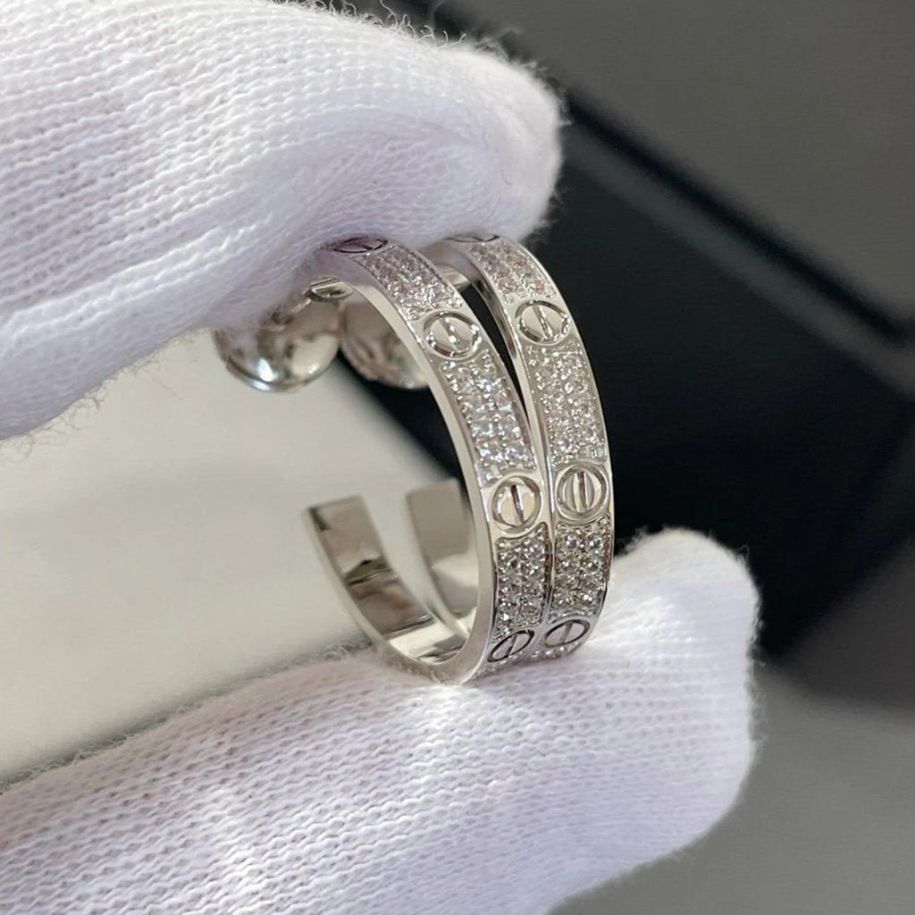 [Gaonasi Jewelry]LOVE EARRINGS 3.6MM DIAMOND PAVED