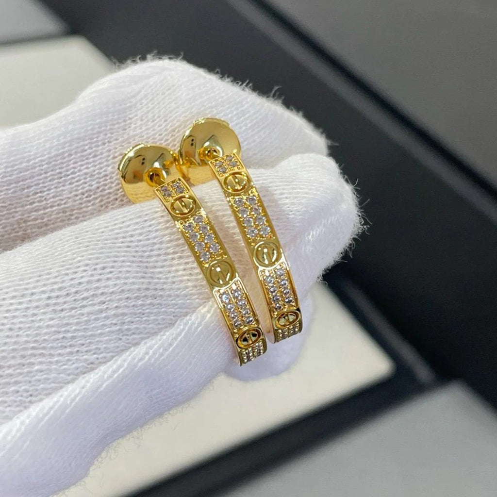 [Gaonasi Jewelry]LOVE EARRINGS 3.6MM DIAMOND PAVED