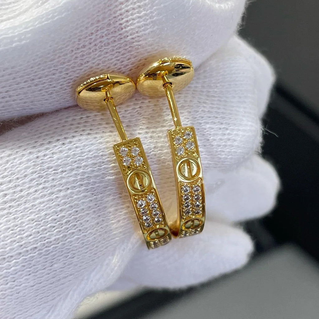[Gaonasi Jewelry]LOVE EARRINGS 3.6MM DIAMOND PAVED