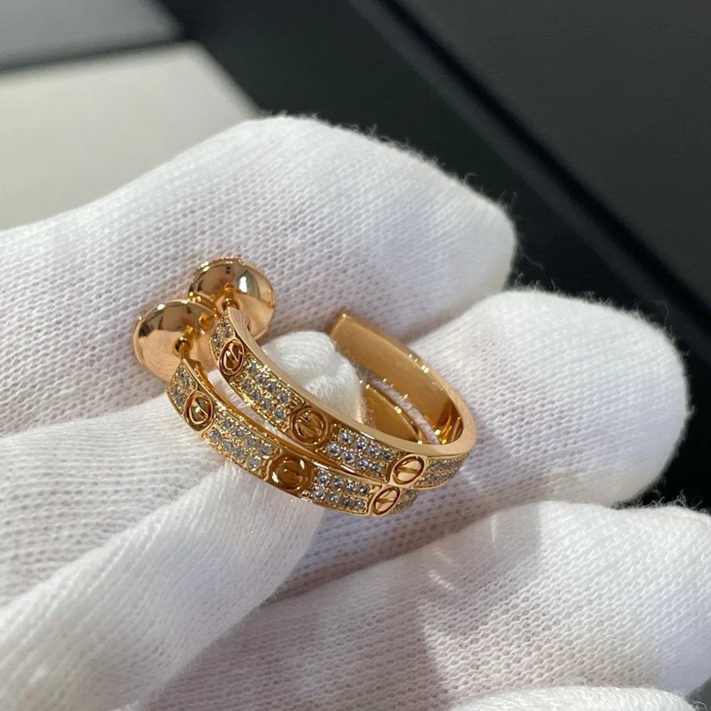 [Gaonasi Jewelry]LOVE EARRINGS 3.6MM DIAMOND PAVED