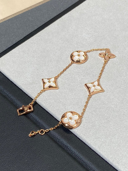 [Gaonasi]STAR AND SUN 5 MOTIF MOP PINK GOLD BRACELET