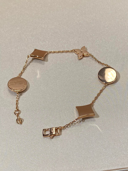 [Gaonasi]STAR AND SUN 5 MOTIF MOP PINK GOLD BRACELET