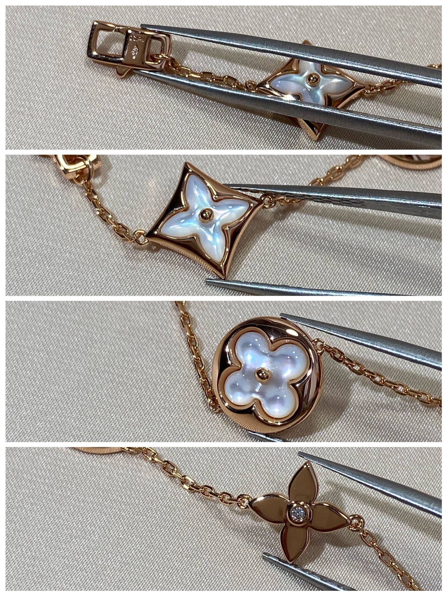[Gaonasi]STAR AND SUN 5 MOTIF MOP PINK GOLD BRACELET