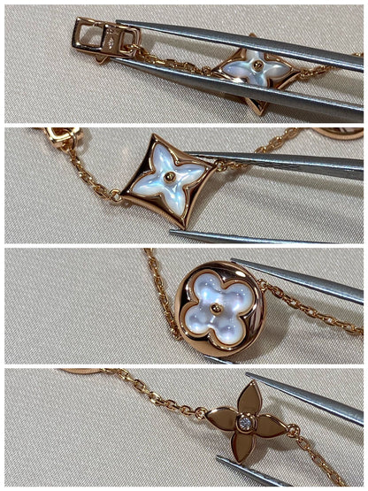 [Gaonasi]STAR AND SUN 5 MOTIF MOP PINK GOLD BRACELET