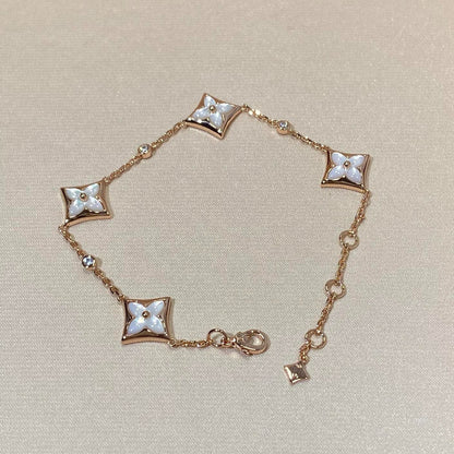 [Gaonasi]STAR 4 MOTIF MOP DIAMOND PINK GOLD BRACELET