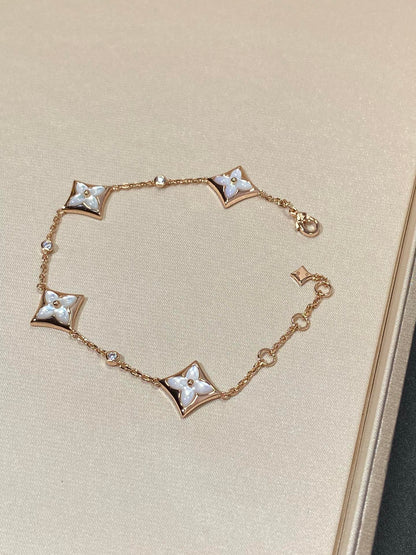 [Gaonasi]STAR 4 MOTIF MOP DIAMOND PINK GOLD BRACELET