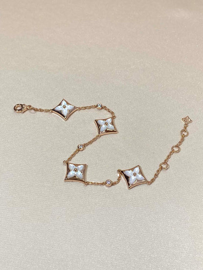 [Gaonasi]STAR 4 MOTIF MOP DIAMOND PINK GOLD BRACELET