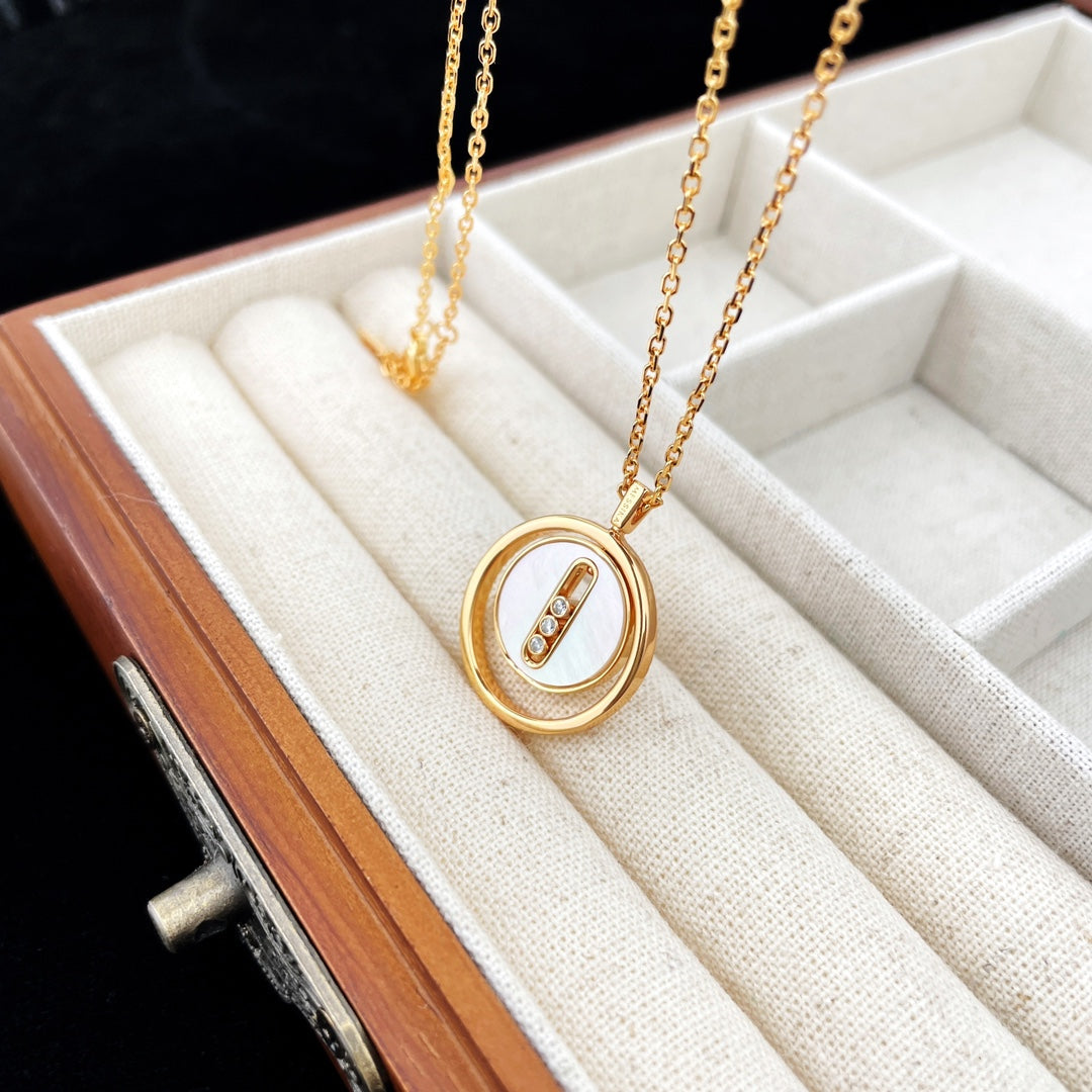 [Cadisa]LUCKY MOVE MOP PINK GOLD NECKLACE