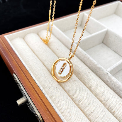 [Cadisa]LUCKY MOVE MOP PINK GOLD NECKLACE