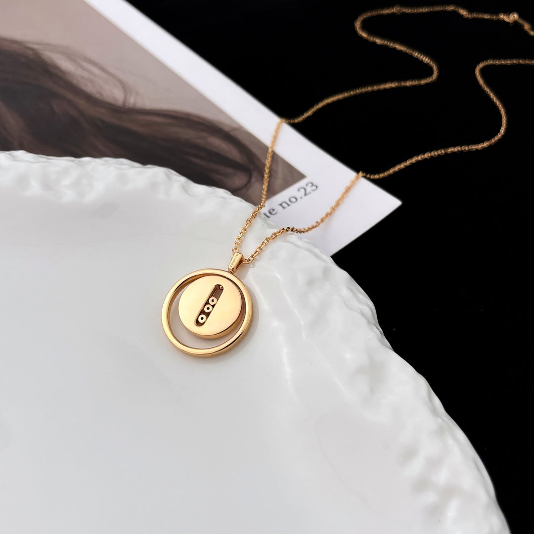 [Cadisa]LUCKY MOVE MOP PINK GOLD NECKLACE