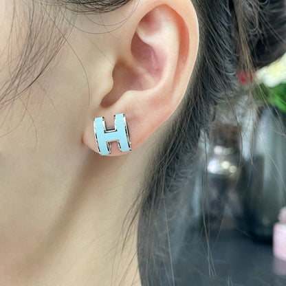 [Gaonasi]POP H SKY BLUE STUD EARRINGS