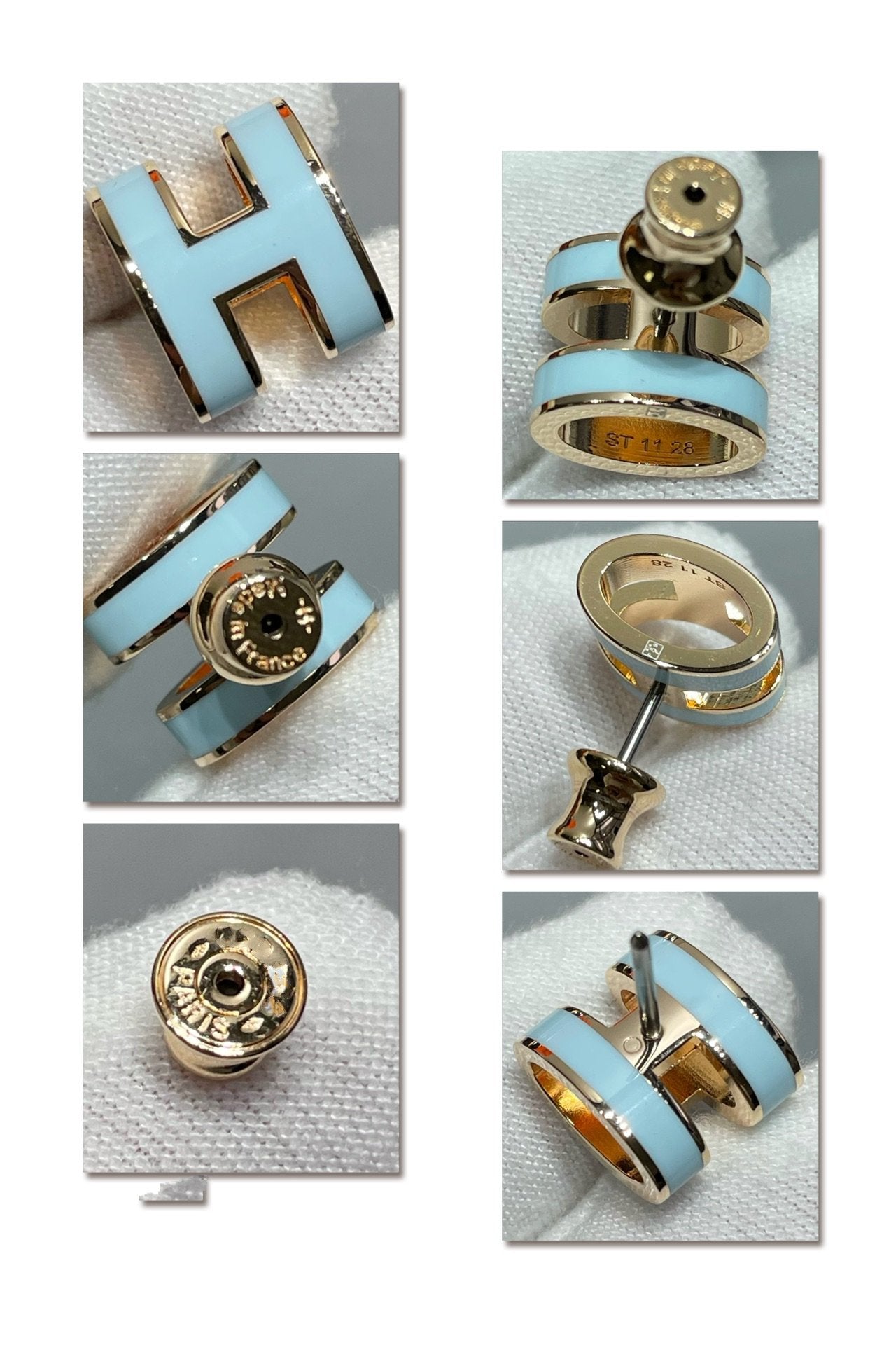 [Gaonasi]POP H SKY BLUE STUD EARRINGS